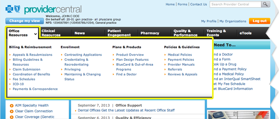 Provider Central News Screenshot
