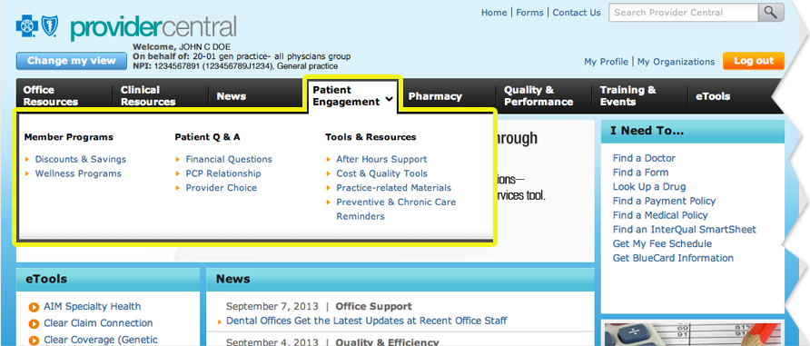 Provider Central News Screenshot